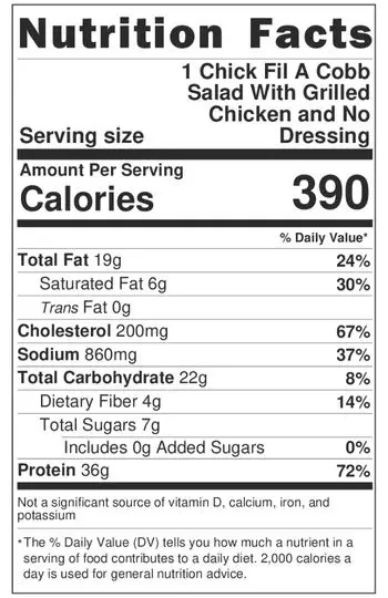 Chick-Fil-A Cobb Salad With Grilled Chicken & No Dressing: Nutrition Info