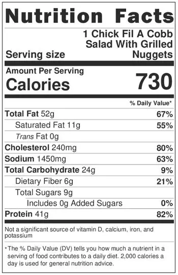 Chick-Fil-A Cobb Salad With Grilled Nuggets Nutrition