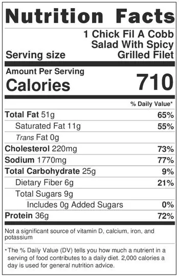 Chick-Fil-A Cobb Salad With Spicy Grilled Filet Nutrition
