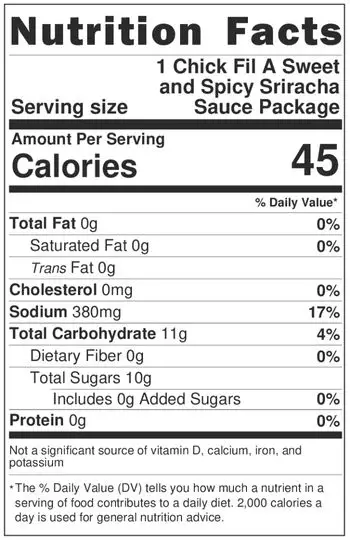 Chick-Fil-A’s Sweet & Spicy Sriracha Sauce Nutritional Information
