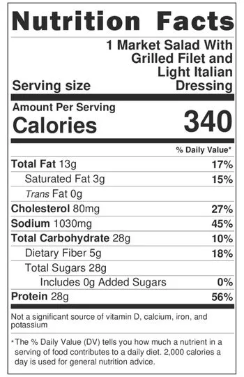 Chick-Fil-A’s Market Salad With Grilled Filet & Light Italian Dressing: Nutrition Info