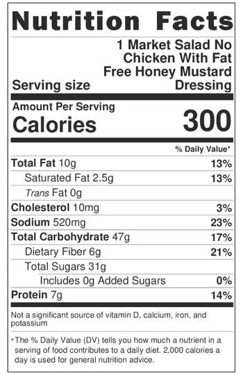 Chick-Fil-A’s Market Salad (No Chicken) With Fat Free Honey Mustard Dressing: Nutrition Info