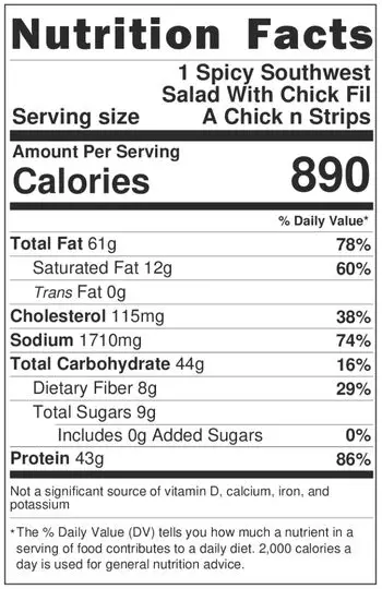 Spicy Southwest Salad With Chick-fil-A Chick-n-Strips Nutrition